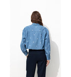 Chemise Brodée Oversize Femme - Jeans Uni Fonce