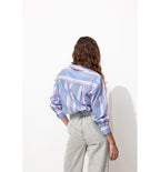 Chemise à Rayures Fluo Femme - Bleu Raye