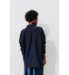 Chemise Oversize Unie Femme - Bleu Uni Fonce