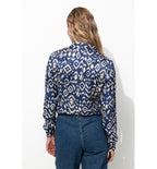 Chemise Satinée Motif Jacquard - Bleu Imprime