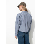 Chemise Cropped Femme - Bleu Carreaux
