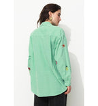 Chemise Oversize Brodée Femme - Vert Carreaux