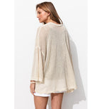 Kimono en Maille Ajourée - Naturel Uni Clair