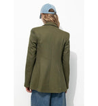 Veste de Tailleur Côtelée - Kaki Uni Fonce