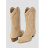 Santiags en Cuir Suédé Femme - Naturel Uni Clair