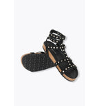 Sandales en Cuir Clouté Femme - Noir Uni Fonce