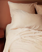 Drap Plat Percale De Coton - Finition Liseré - Nude Bourdon Blanc
