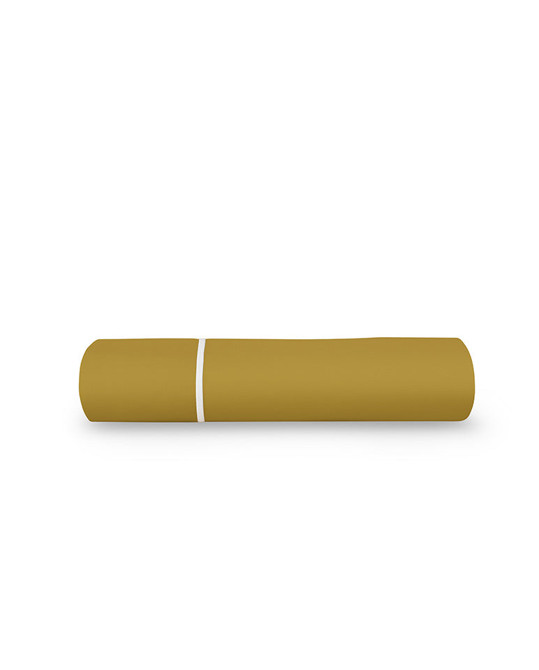 Drap Plat Percale De Coton - Finition Liseré - Vert Bronze Bourdon Blanc