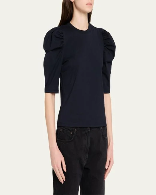 T-Shirt Draped Femme Ss - Navy