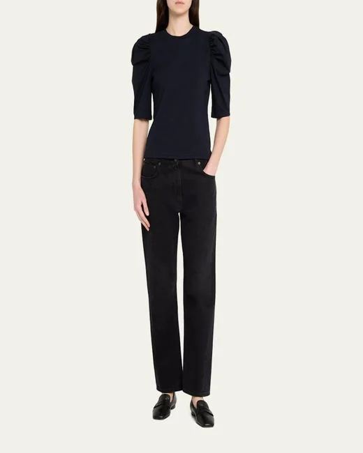 T-Shirt Draped Femme Ss - Navy