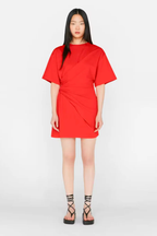 Robe Draped Knit Mini - Red Orange