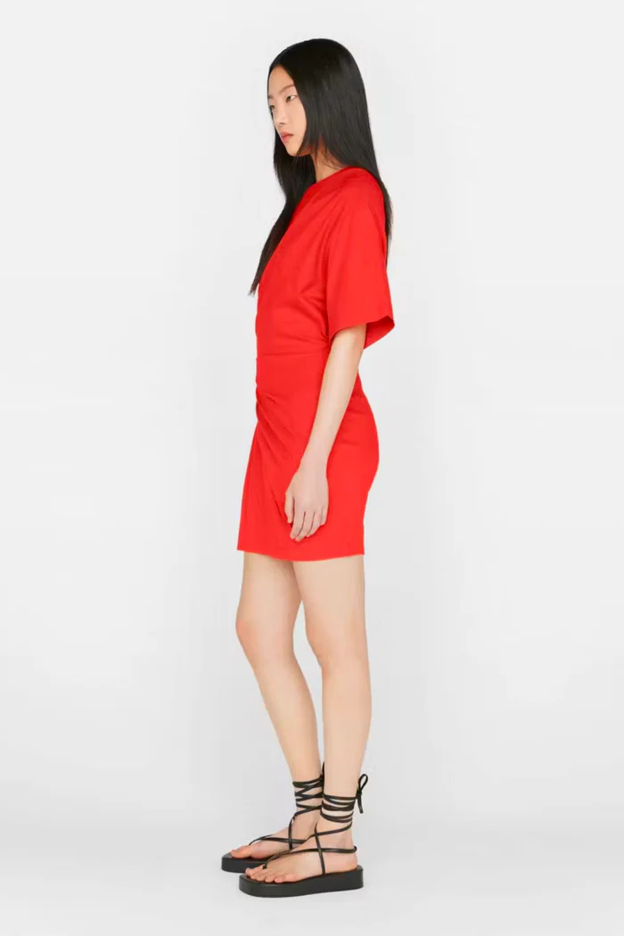 Robe Draped Knit Mini - Red Orange
