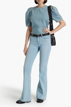 Blouse Draped Sleeve Denim - Sonder