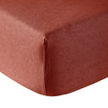 Lin Lavé - Drap Housse - Terracotta