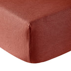 Lin Lavé - Drap Housse - Terracotta