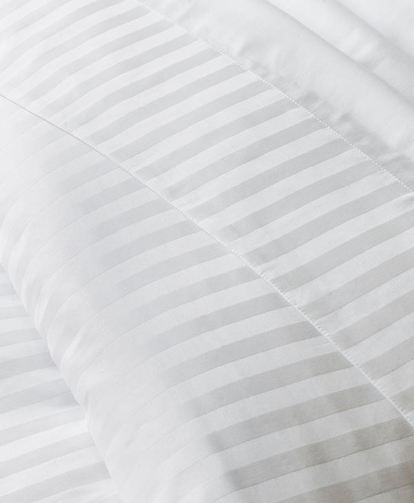 Satin Uni Jacquard - Drap Plat - Blanc