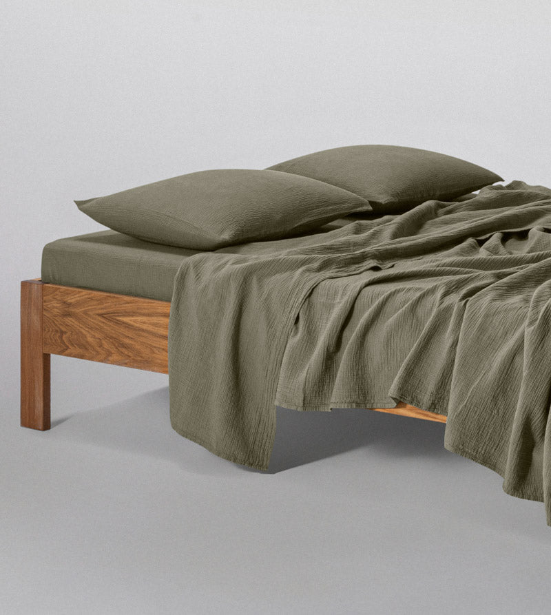 Drap Plat En Gaze De Coton 185G/M² - Vert Forêt