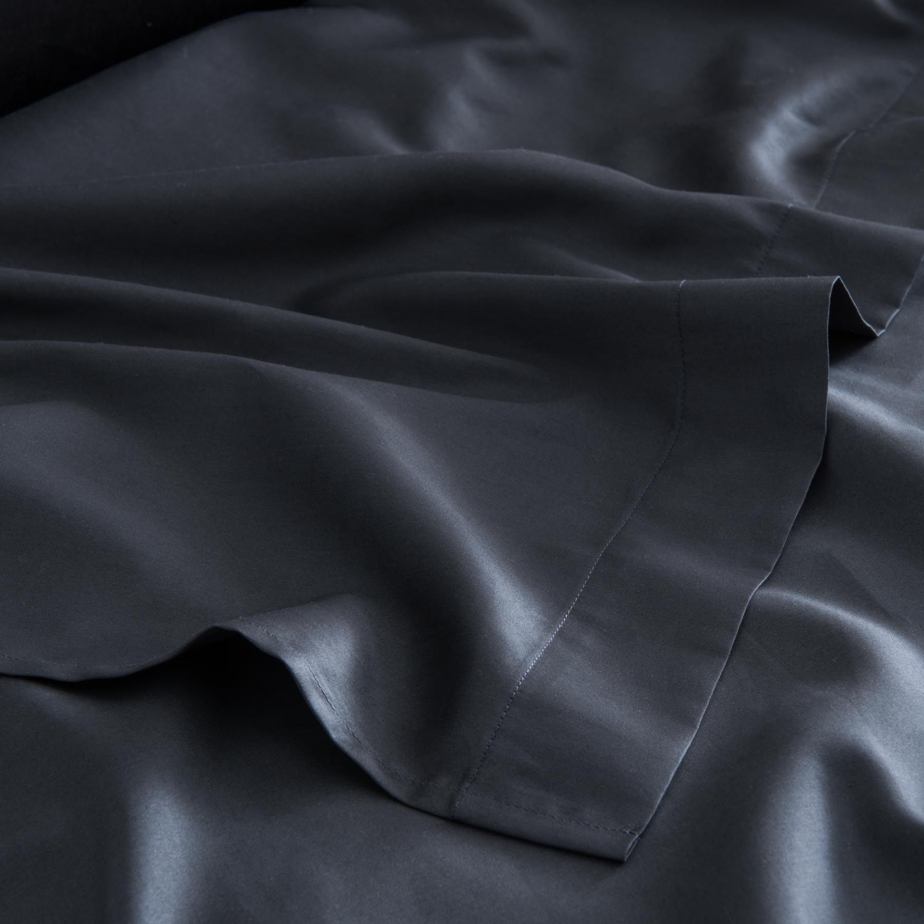 Drap Plat En Satin De Coton Égyptien 300 Fils - Gris Graphite
