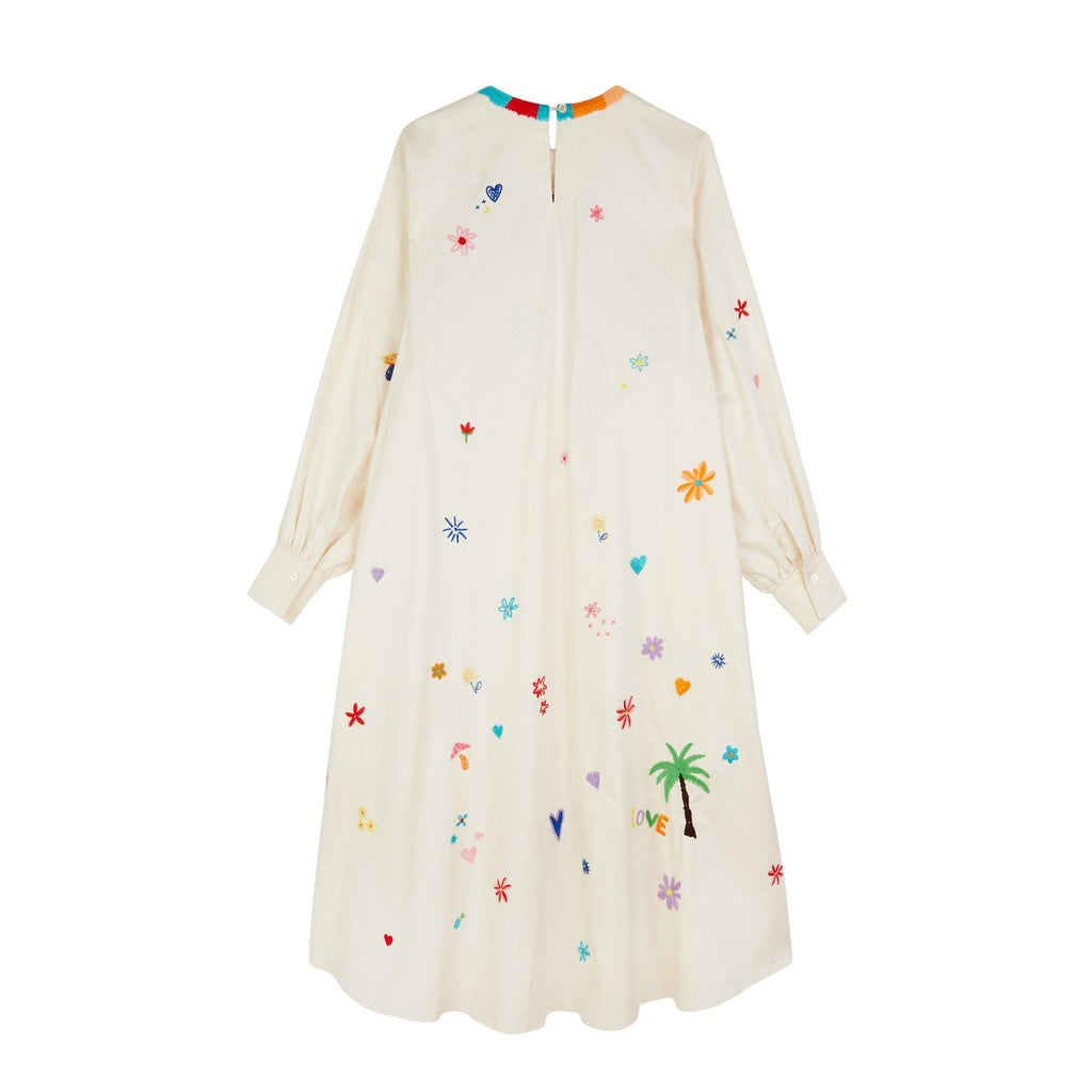 Robe Mushroom & Flower Embroidered Midi