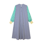 Robe Stripe Embroidered 3D Flower Long Sleeve