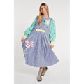 Robe Stripe Embroidered 3D Flower Long Sleeve