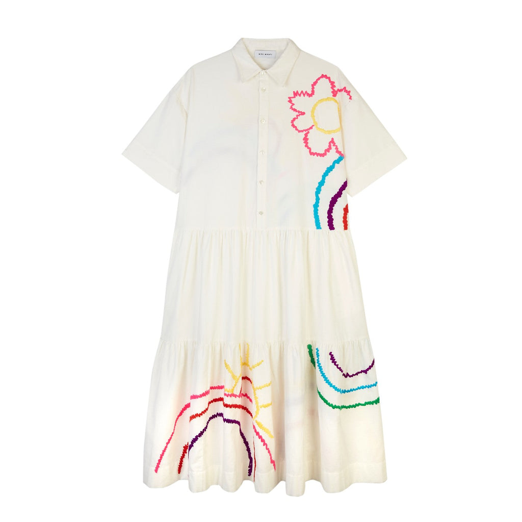 Robe Embroidered Short Sleeve