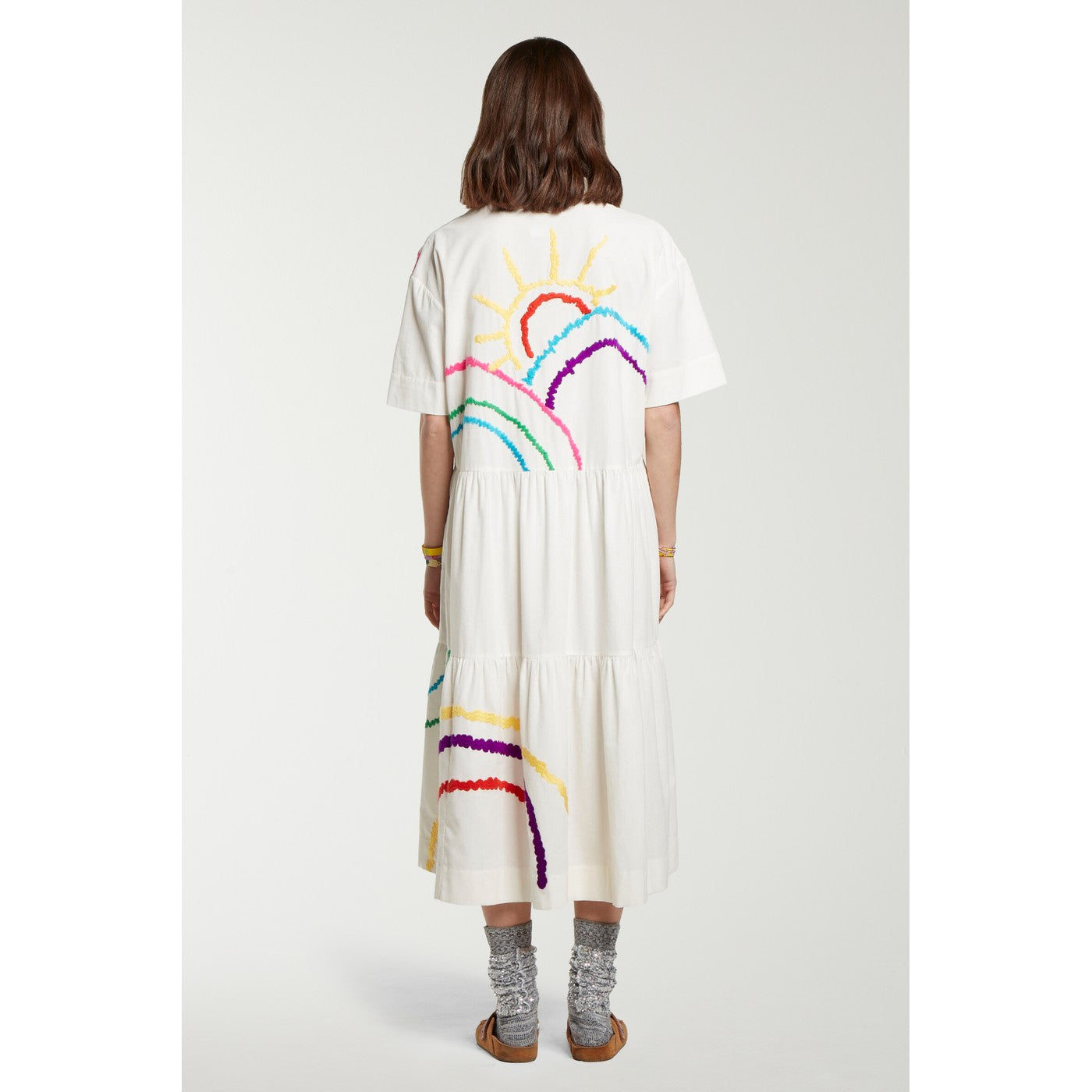 Robe Embroidered Short Sleeve