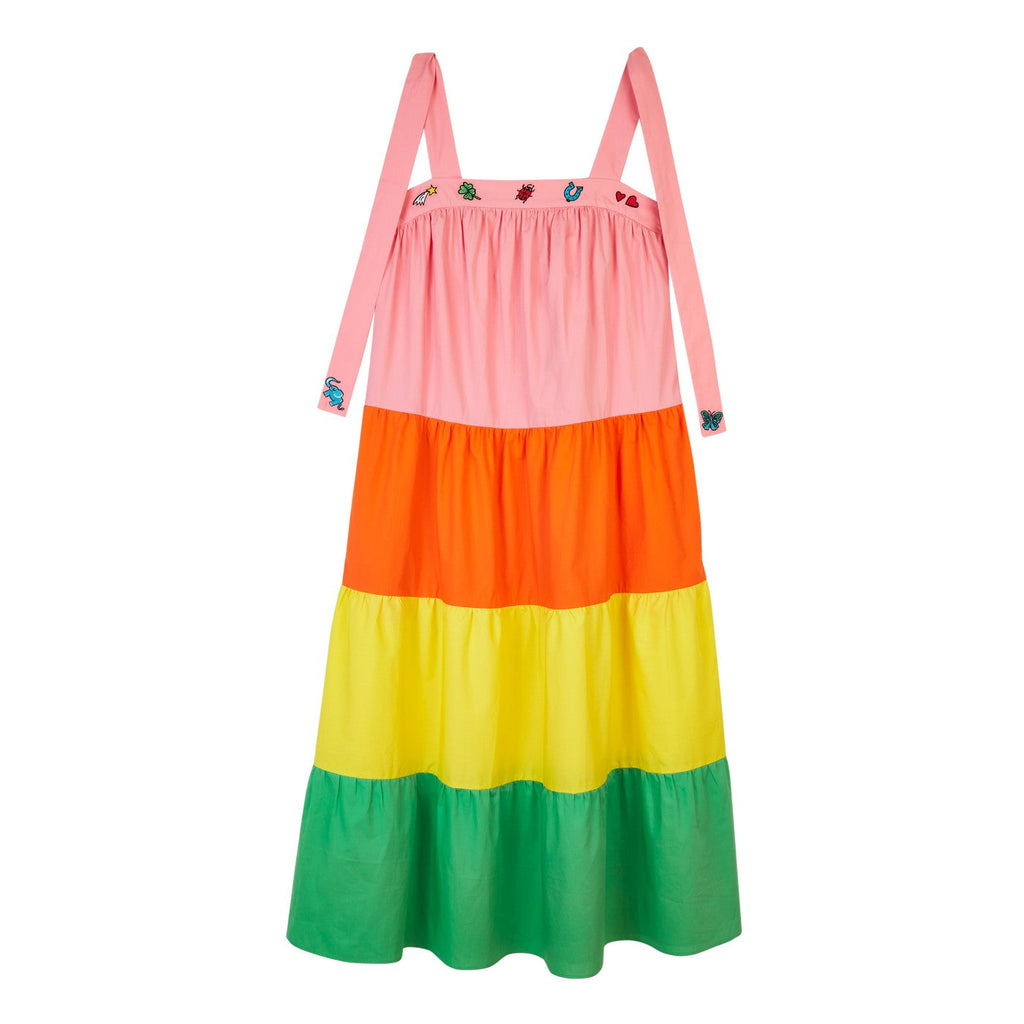 Robe Charm-Embroidered Tiered Cotton