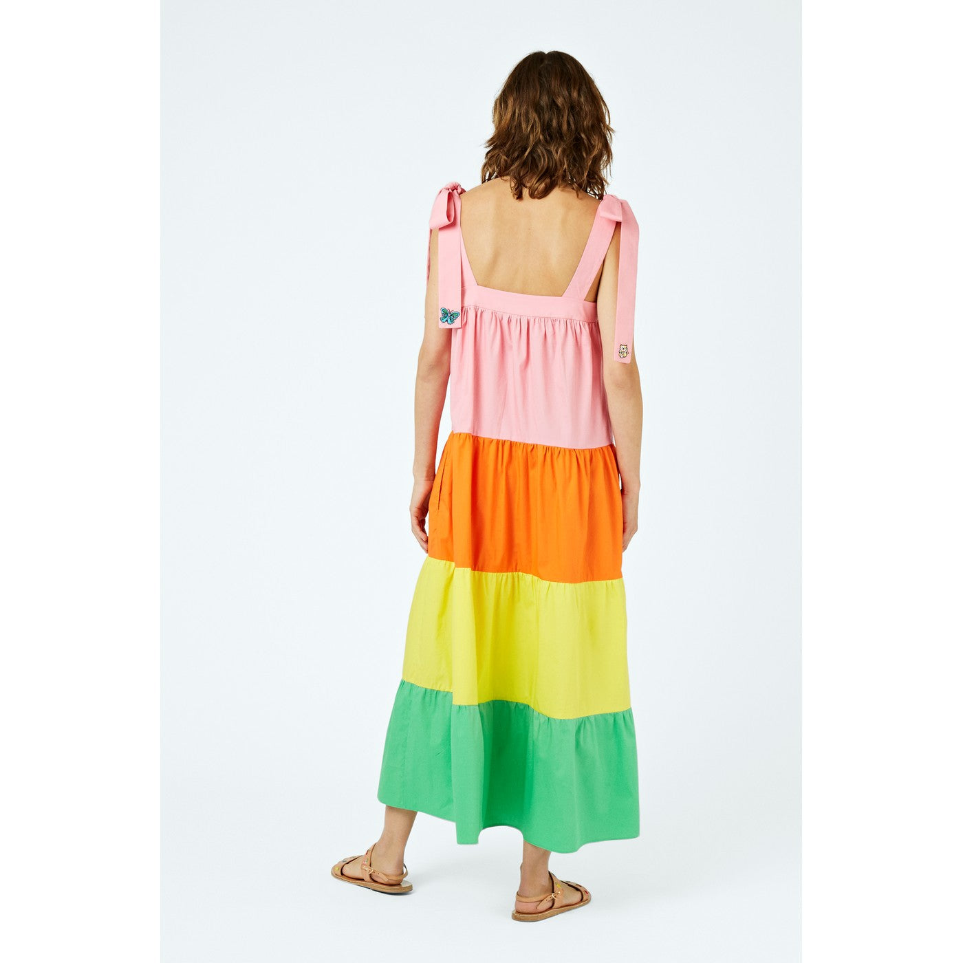 Robe Charm-Embroidered Tiered Cotton