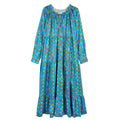 Robe Blue Flowers Long Sleeve Tiered Maxi