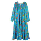 Robe Blue Flowers Long Sleeve Tiered Maxi