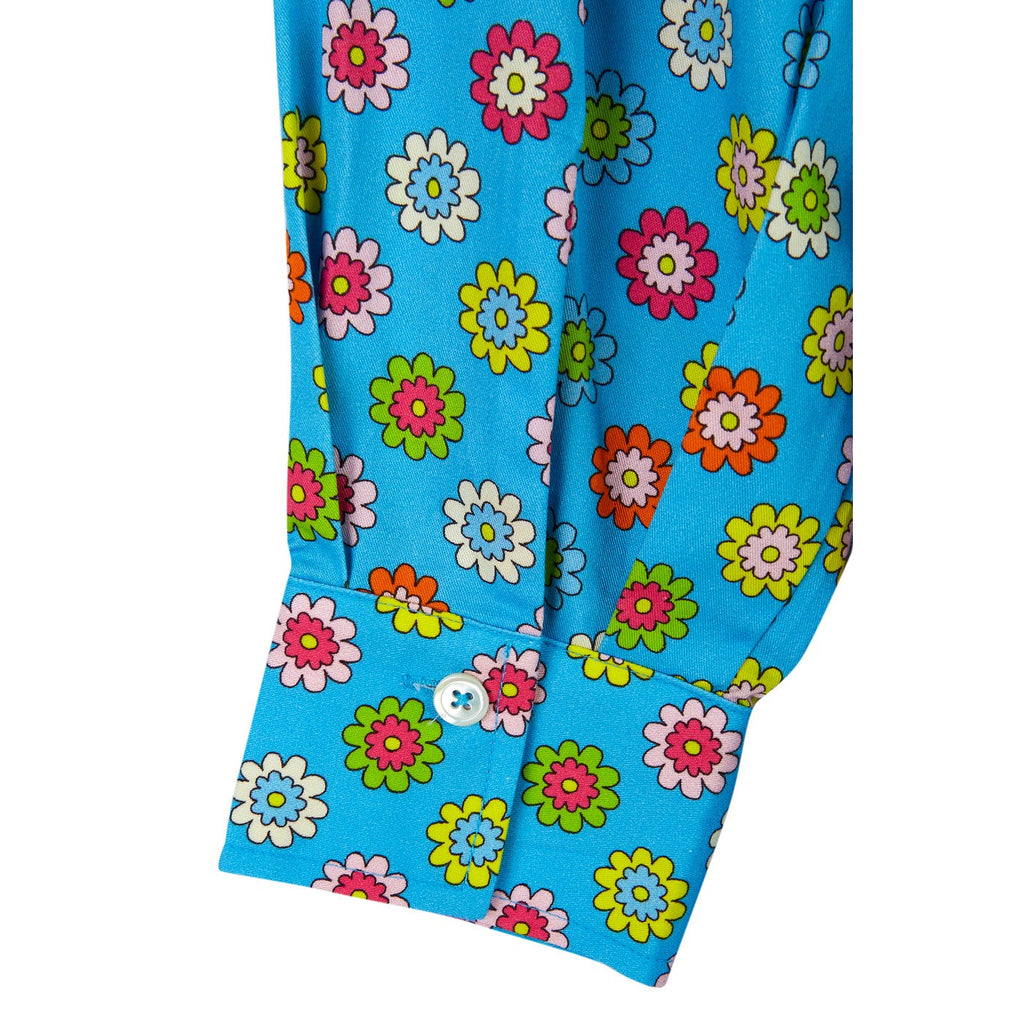 Robe Blue Flowers Long Sleeve Tiered Maxi