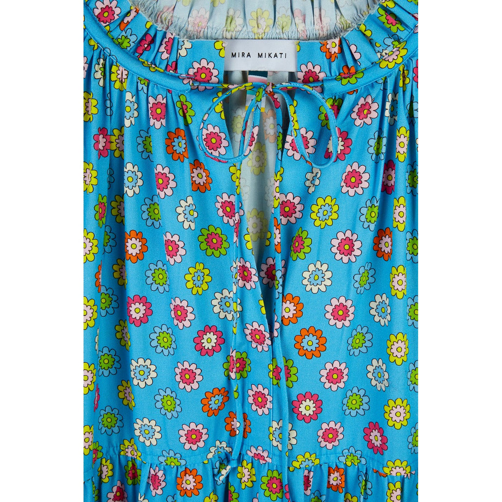 Robe Blue Flowers Long Sleeve Tiered Maxi