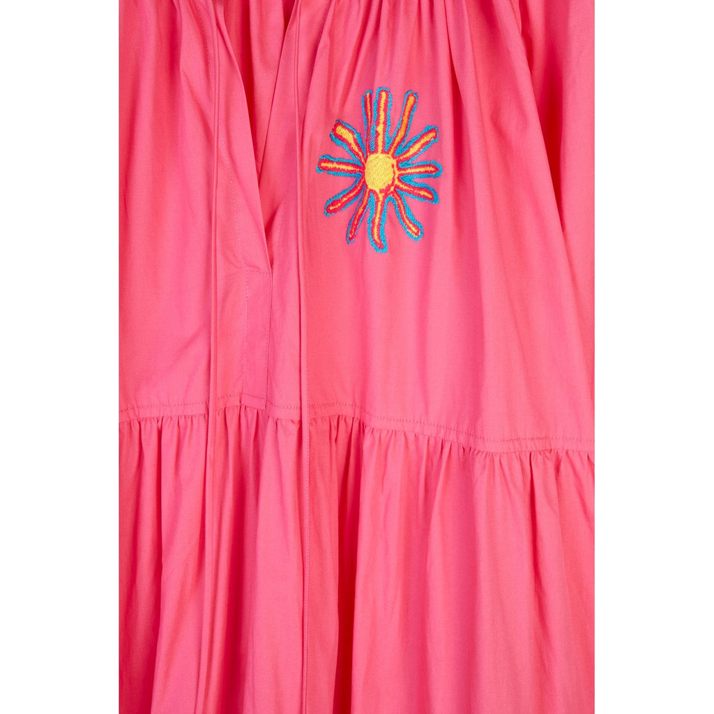 Robe Embroidered Long Sleeve Tiered Maxi