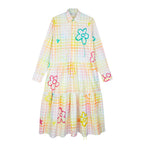 Robe Check Print Embroidered