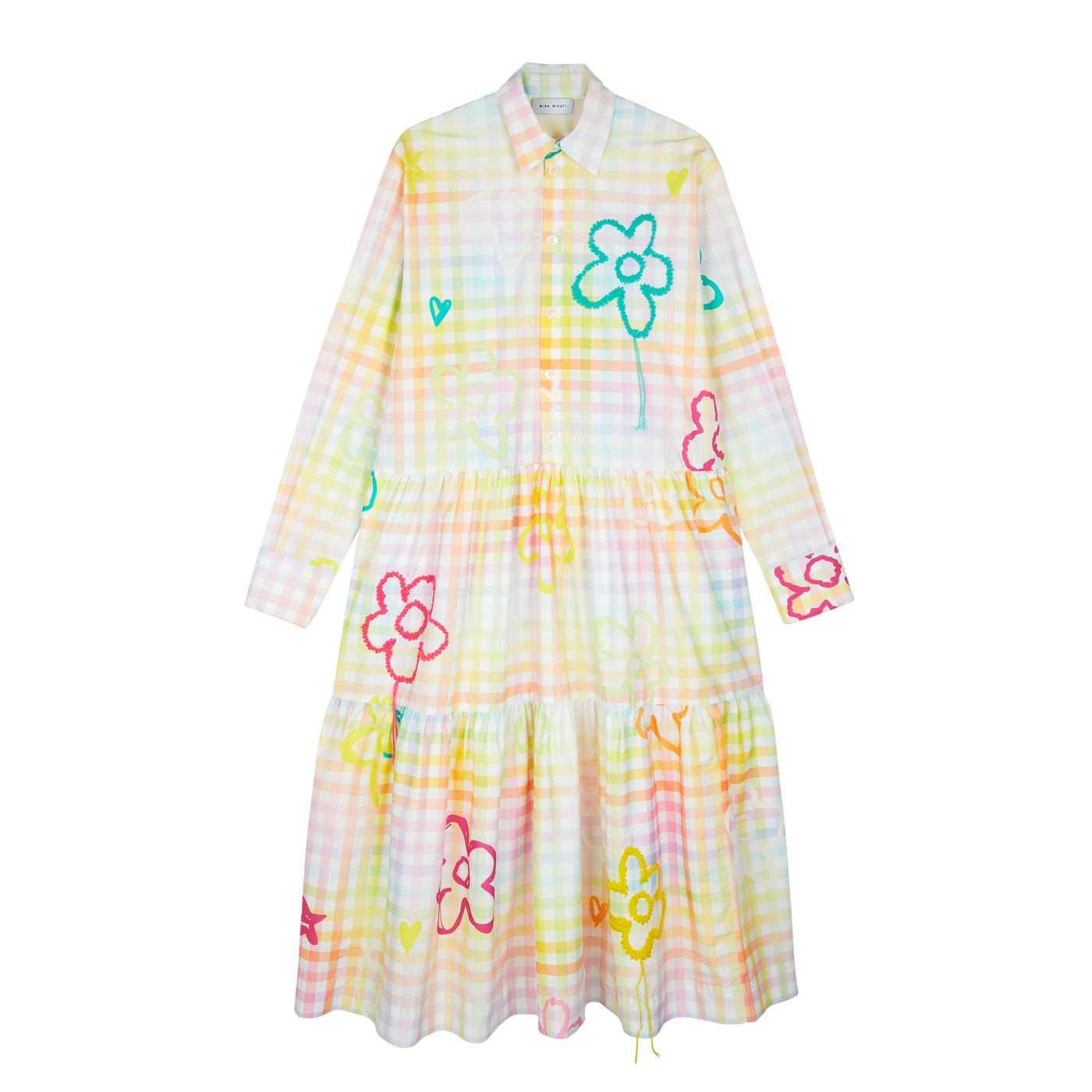 Robe Check Print Embroidered