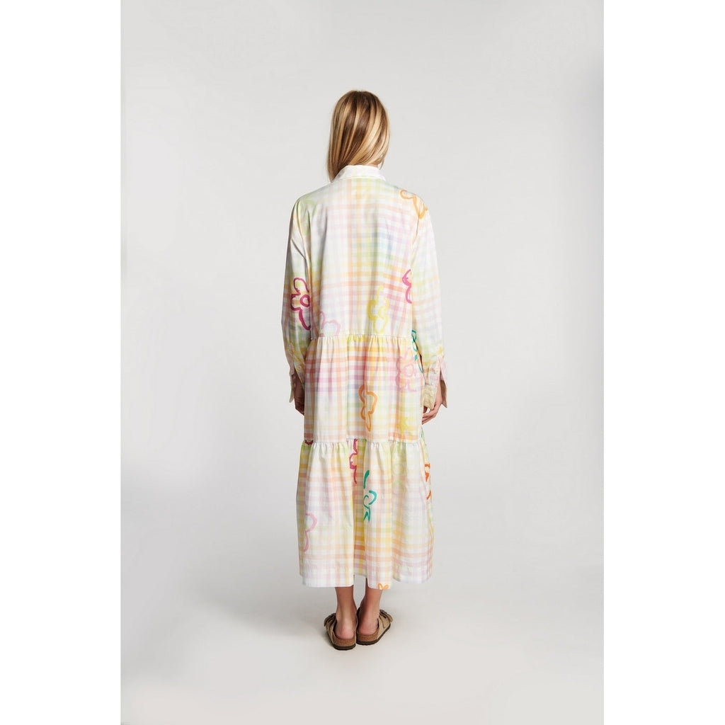 Robe Check Print Embroidered