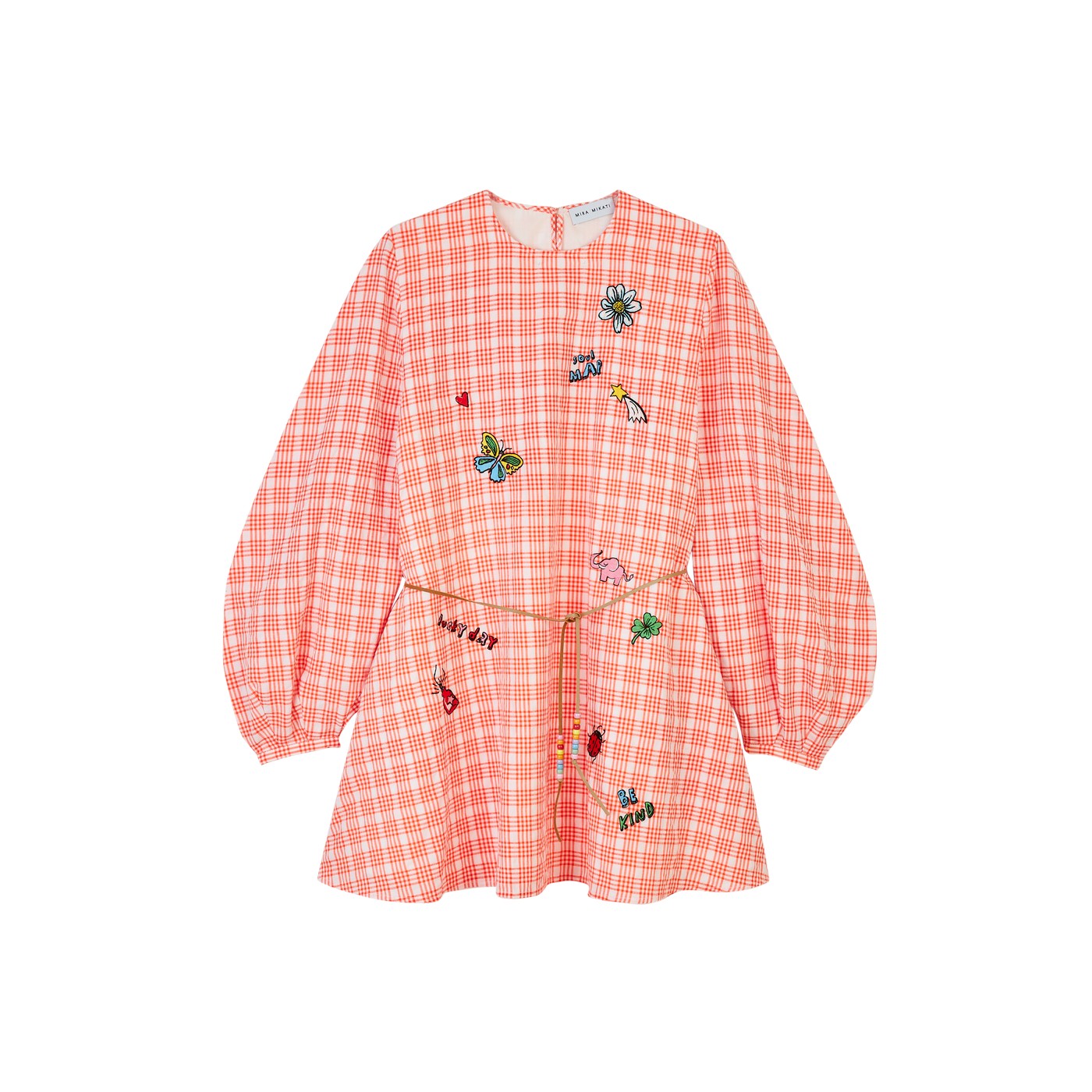 Robe Charm-Embroidered Cotton-Blend Belted