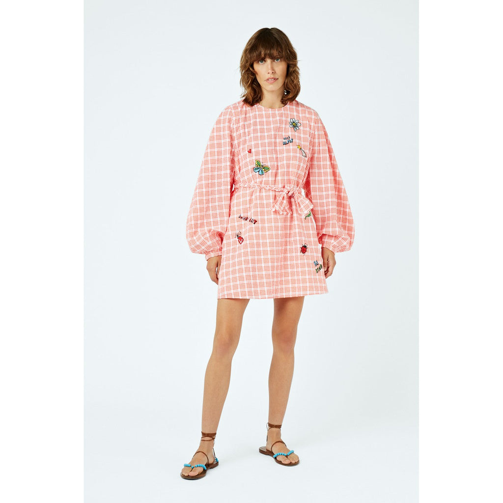 Robe Charm-Embroidered Cotton-Blend Belted