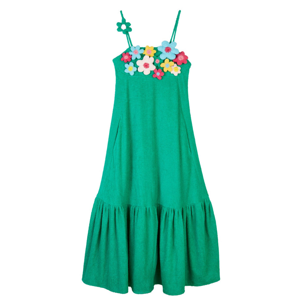 Robe Wadded Floral-Applique Cotton-Terry Towelling