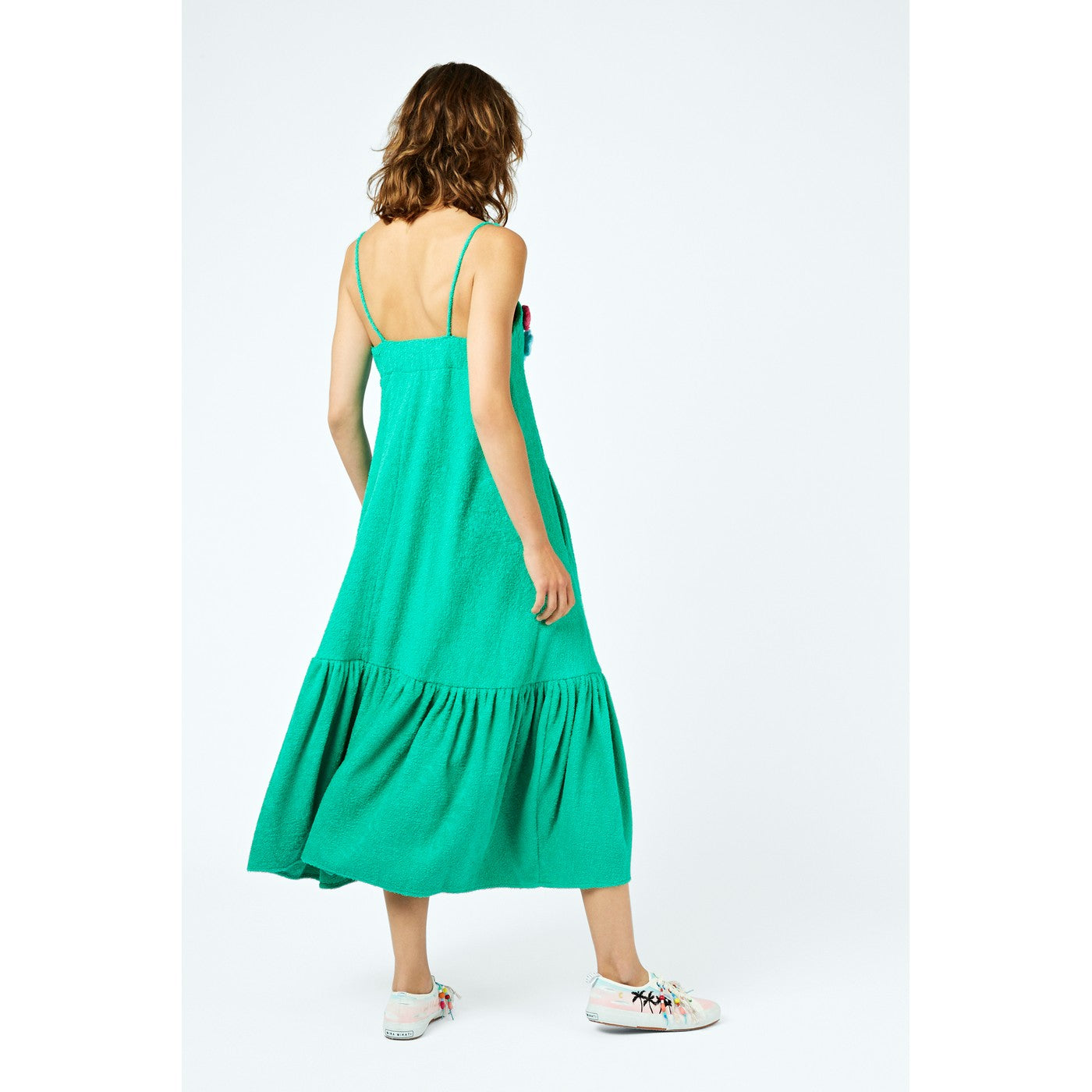 Robe Wadded Floral-Applique Cotton-Terry Towelling