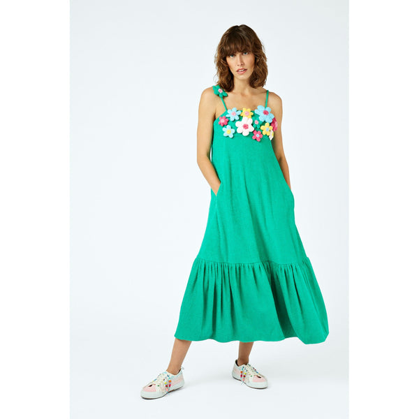 Robe Wadded Floral-Applique Cotton-Terry Towelling