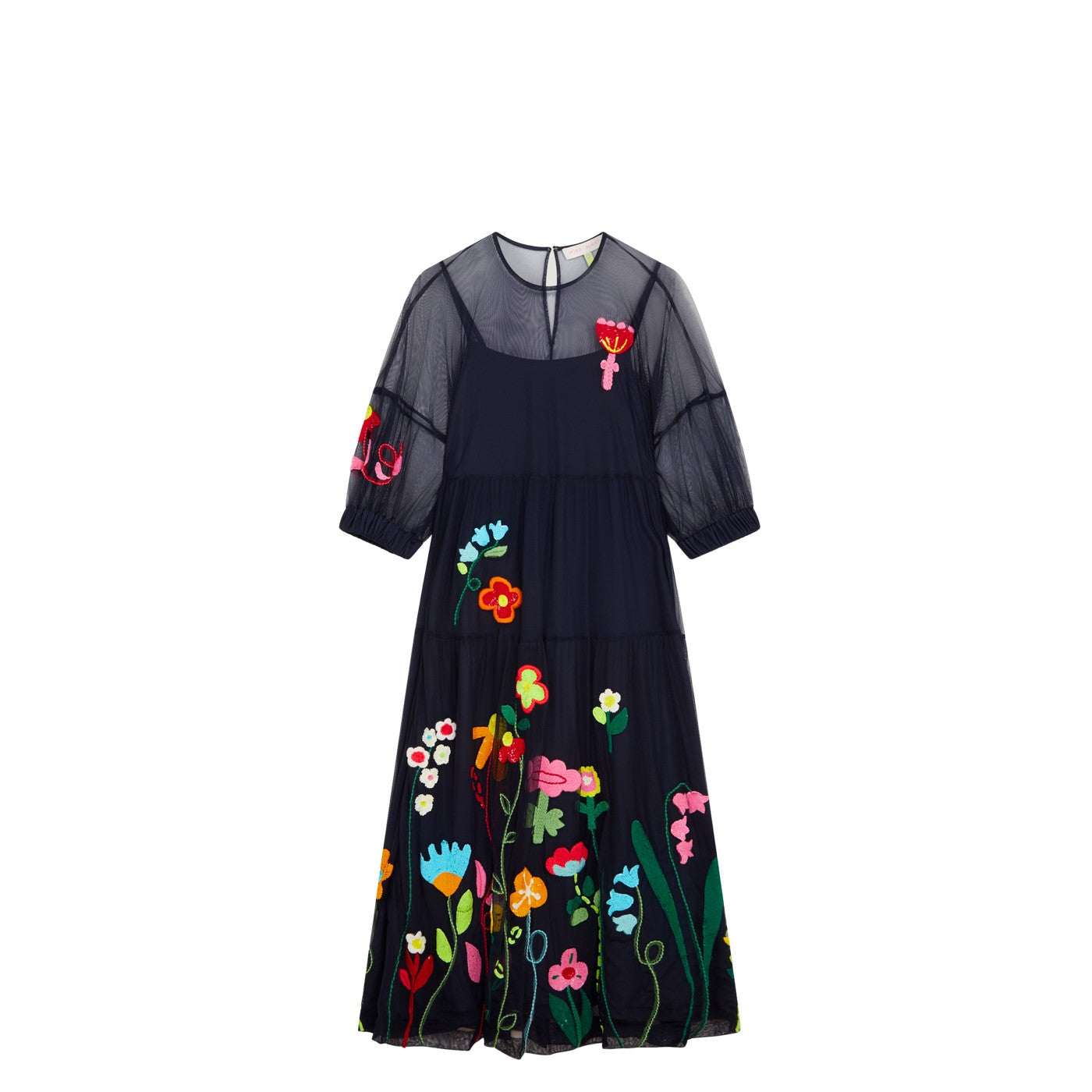 Robe Sequin Embroidered Tulle With Slip