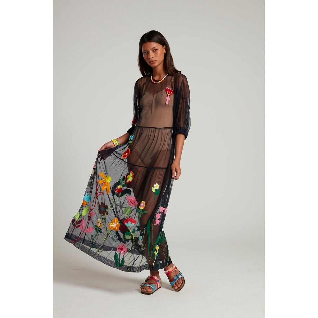 Robe Sequin Embroidered Tulle With Slip