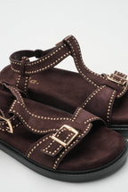 Sandales Cloutées Naomi - Chocolat