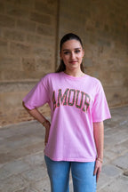 T-Shirt Amour Rose Léopard