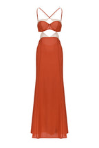 Robe Maxi Dos Ouvert En Chiffon À Découpes - Rouille