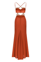 Robe Maxi Dos Ouvert En Chiffon À Découpes - Rouille