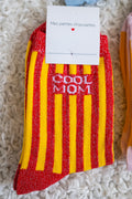 Chaussettes Cool Mom À Paillettes Rouge/Jaune