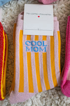 Chaussettes Cool Mom À Paillettes Rose/Jaune